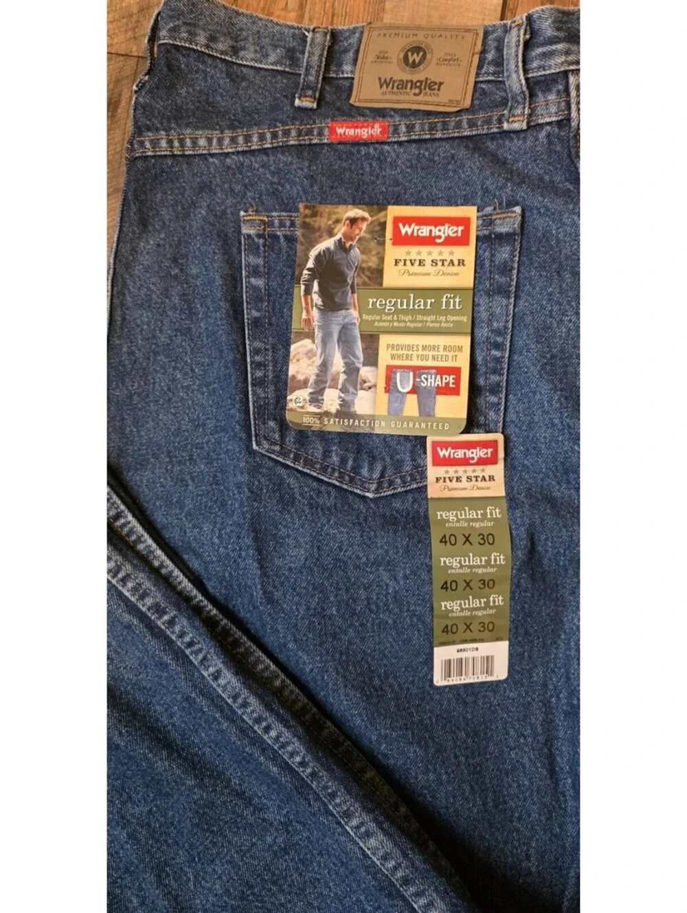 Wrangler Men's 5-Star Regular Fit Jeans Rinse 40X30 - Midnight Blue WA783